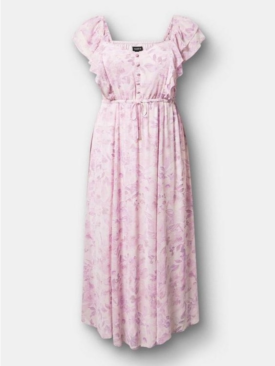 torrid Dresses & Skirts - Torrid 0X Ruffle Chiffon Maxi dress pink floral nwt